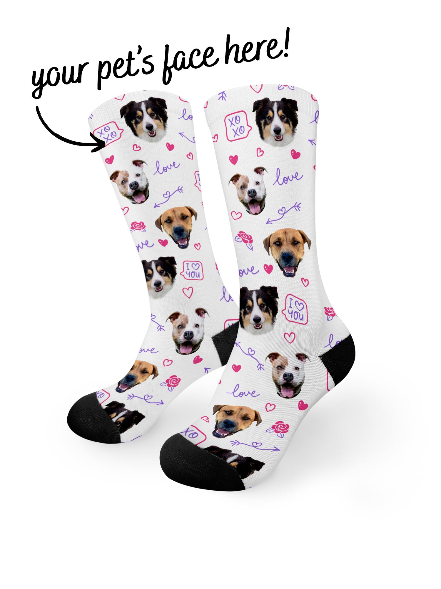 Custom Love Theme Pet Face Dress Socks