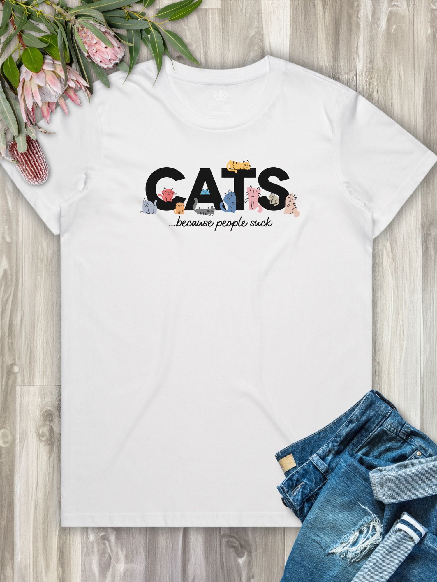 Cats Because People Suck Ava Women's Regular Fit Tee