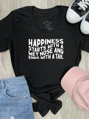 Happiness Starts With A Wet Nose And Ends With A Tail Chelsea Slim Fit Tee