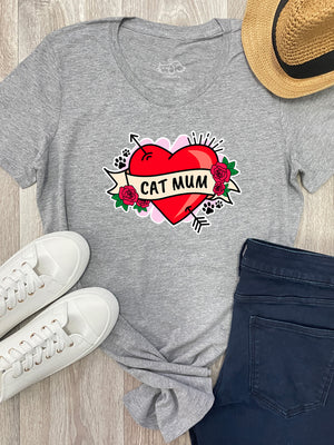 Cat Mum Heart Tattoo Chelsea Slim Fit Tee