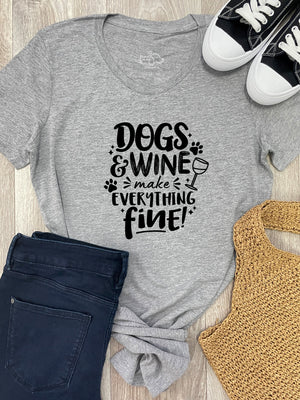 Dogs & Wine Make Everything Fine Chelsea Slim Fit Tee (Size S, Grey) ***SALE***