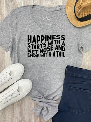 Happiness Starts With A Wet Nose And Ends With A Tail Chelsea Slim Fit Tee