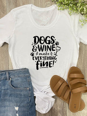 Dogs & Wine Make Everything Fine Chelsea Slim Fit Tee (Size S, Grey) ***SALE***