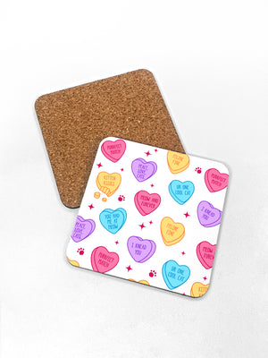 Candy Hearts - Cat Coaster