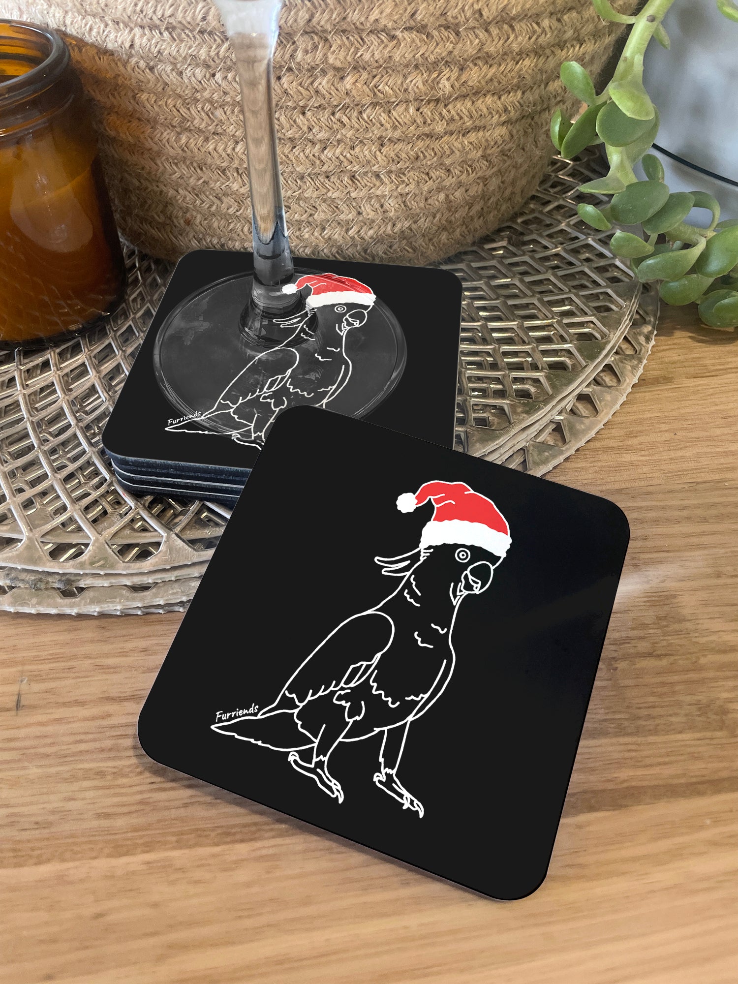 Sulphur-Crested Cockatoo Christmas Edition Coaster
