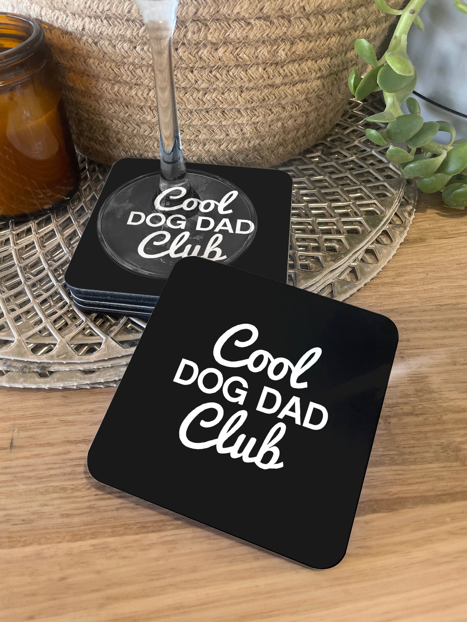 Cool Dog Dad Club Signature Script Coaster