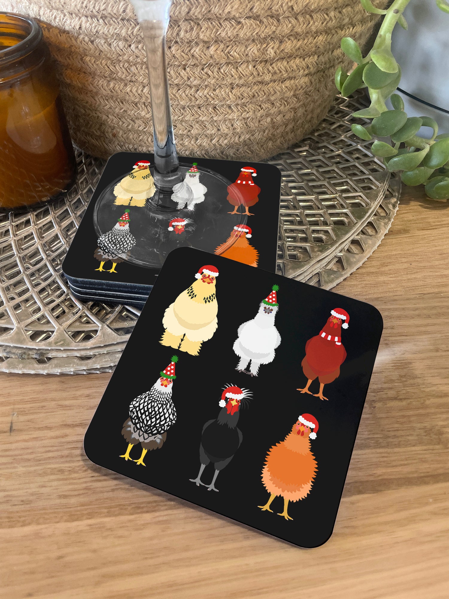 Merry Clucking Christmas Coaster