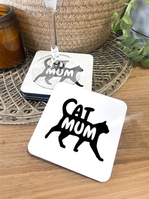 Cat Mum Silhouette Coaster