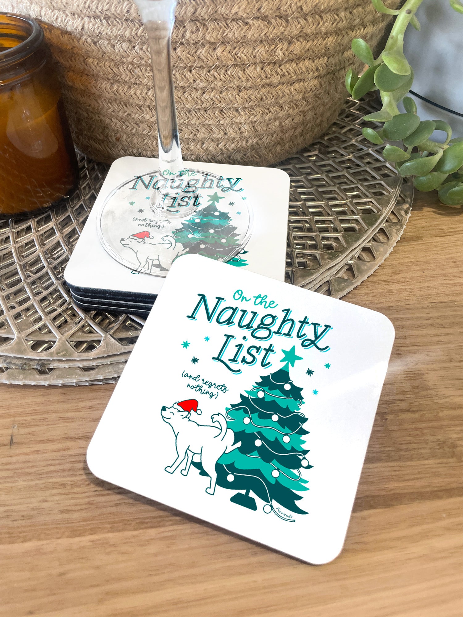 On The Naughty List - Dog Coaster