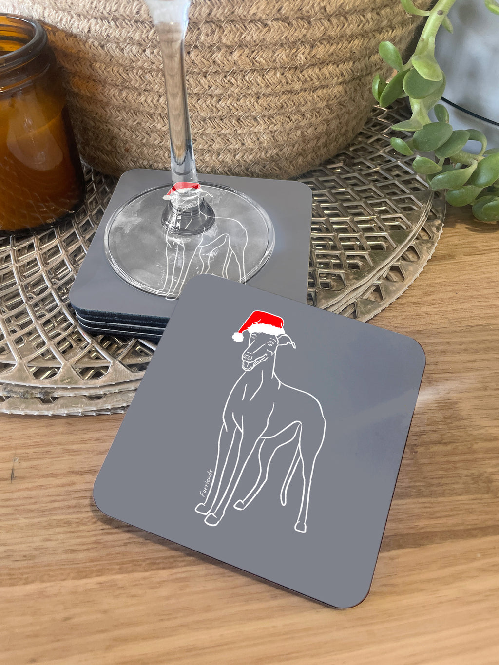 Greyhound Christmas Edition Coaster