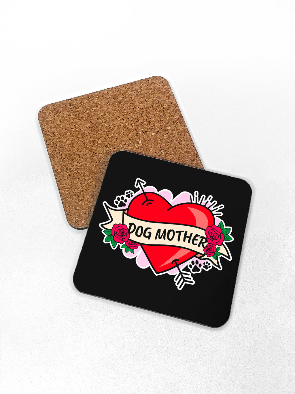 Dog Mother Heart Tattoo Coaster