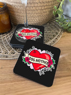 Dog Mother Heart Tattoo Coaster