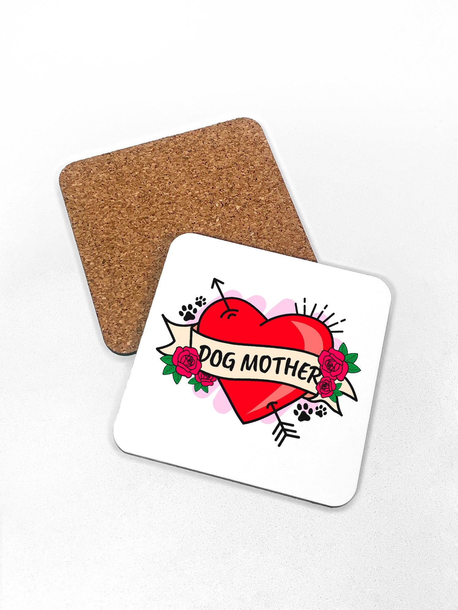 Dog Mother Heart Tattoo Coaster
