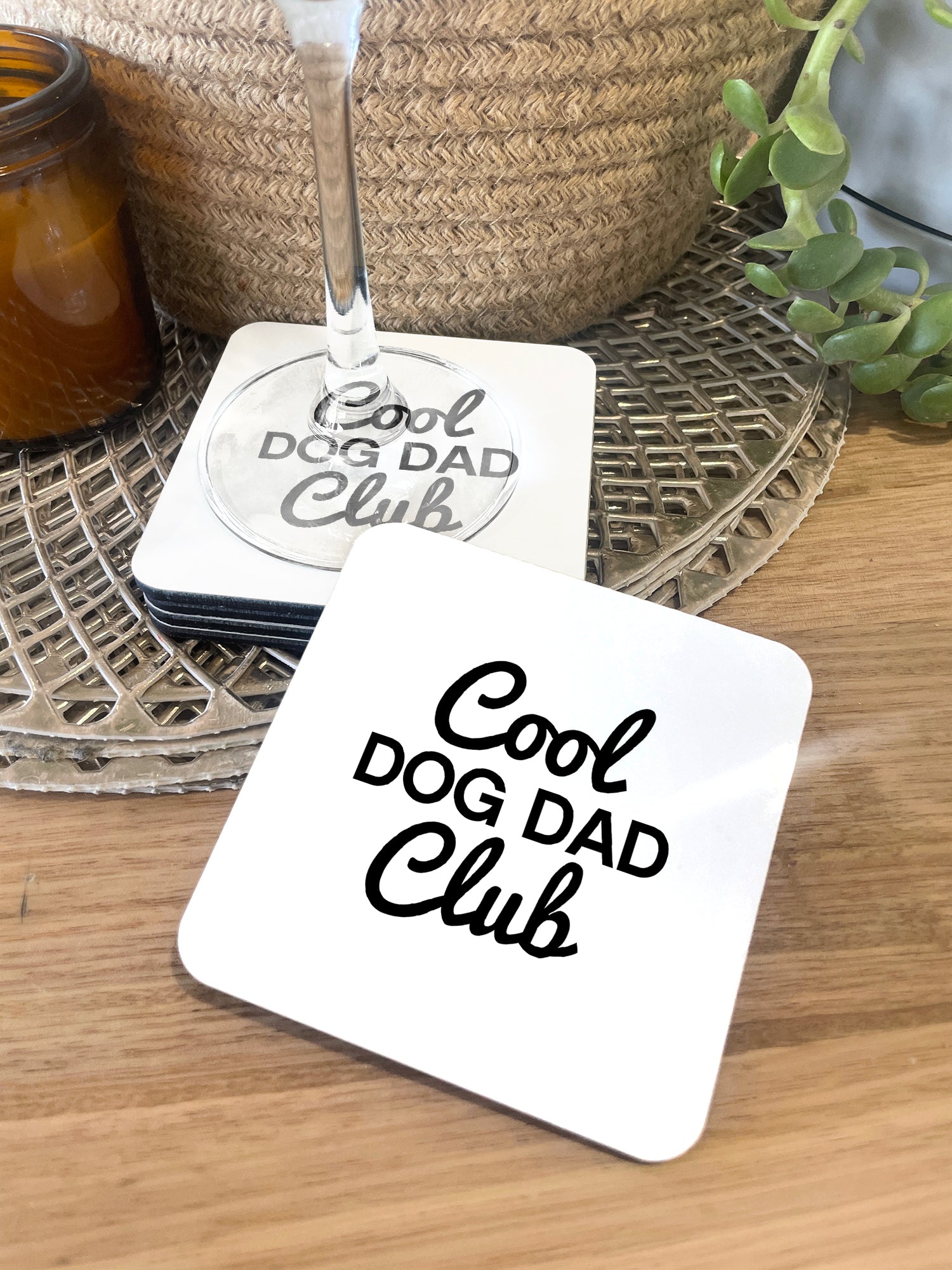 Cool Dog Dad Club Signature Script Coaster