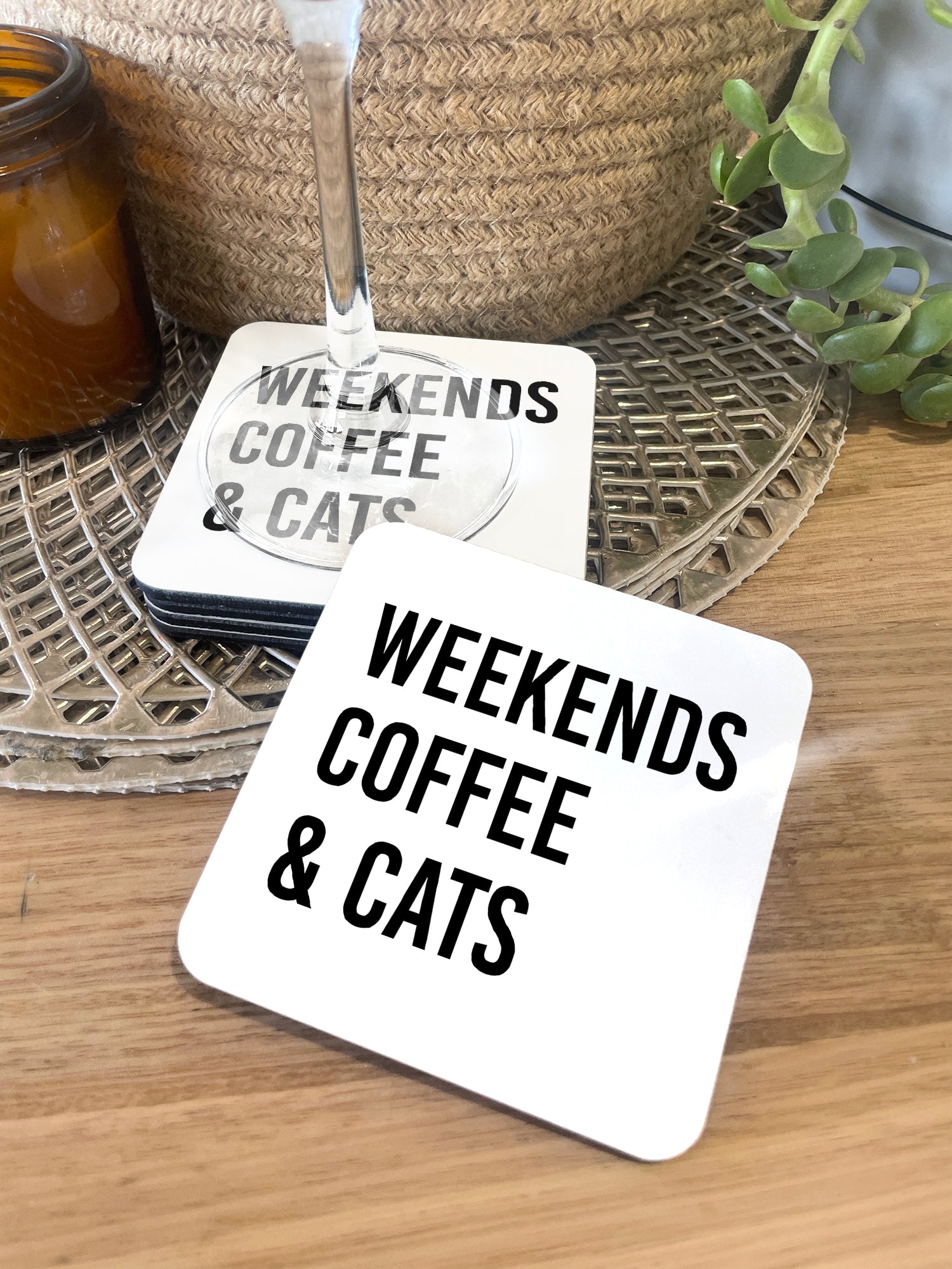 Weekends Coffee & Cats Coaster