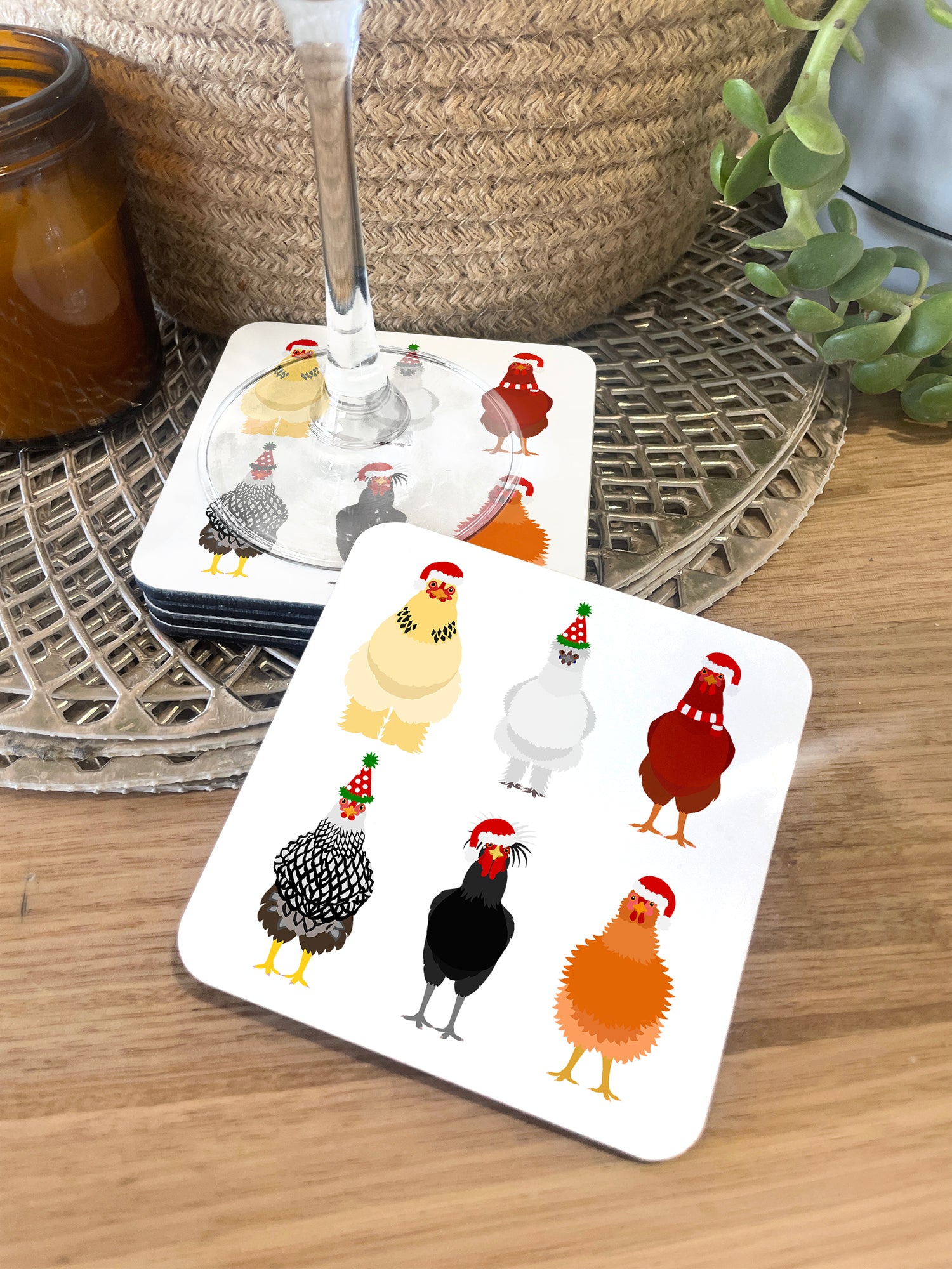 Merry Clucking Christmas Coaster