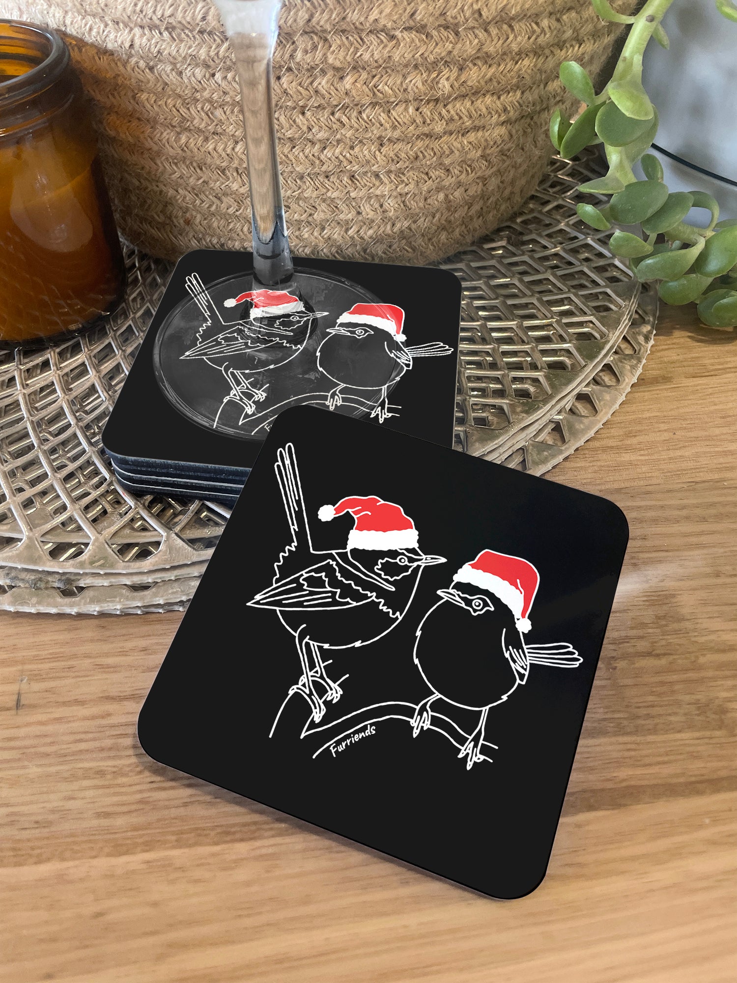 Superb Fairy Wren Christmas Edition Coaster