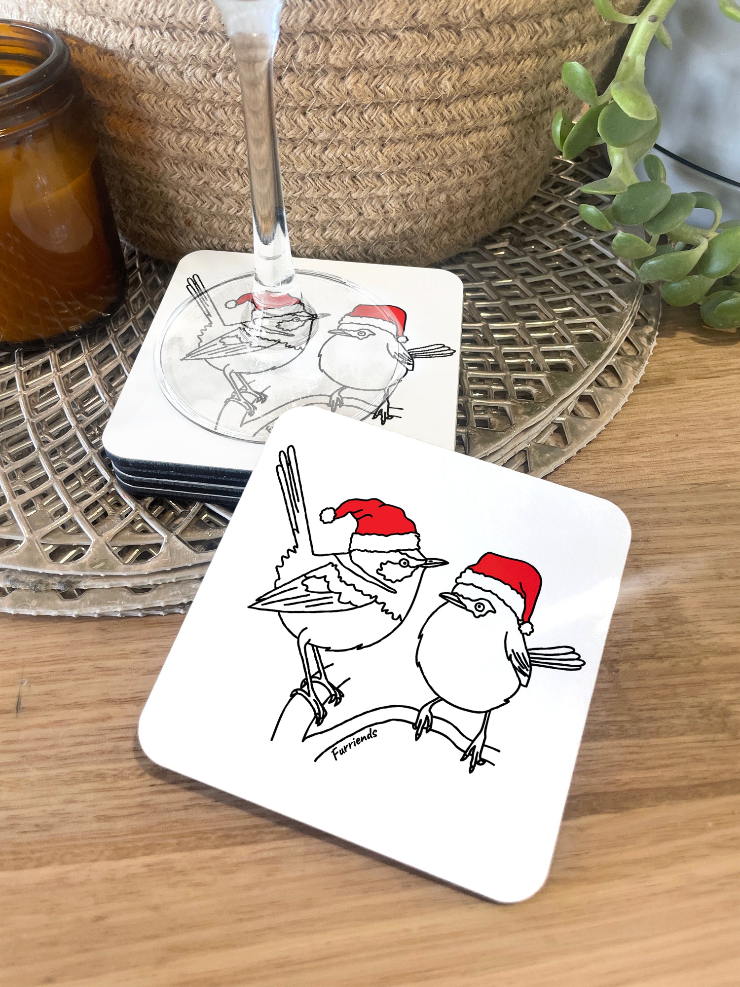 Superb Fairy Wren Christmas Edition Coaster