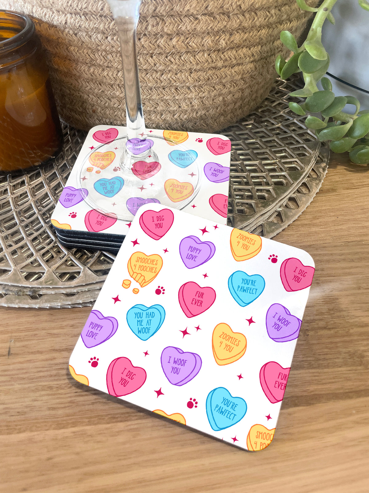 Candy Hearts - Dog Coaster