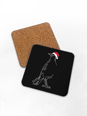 Australian Magpie - Christmas Edition Coaster