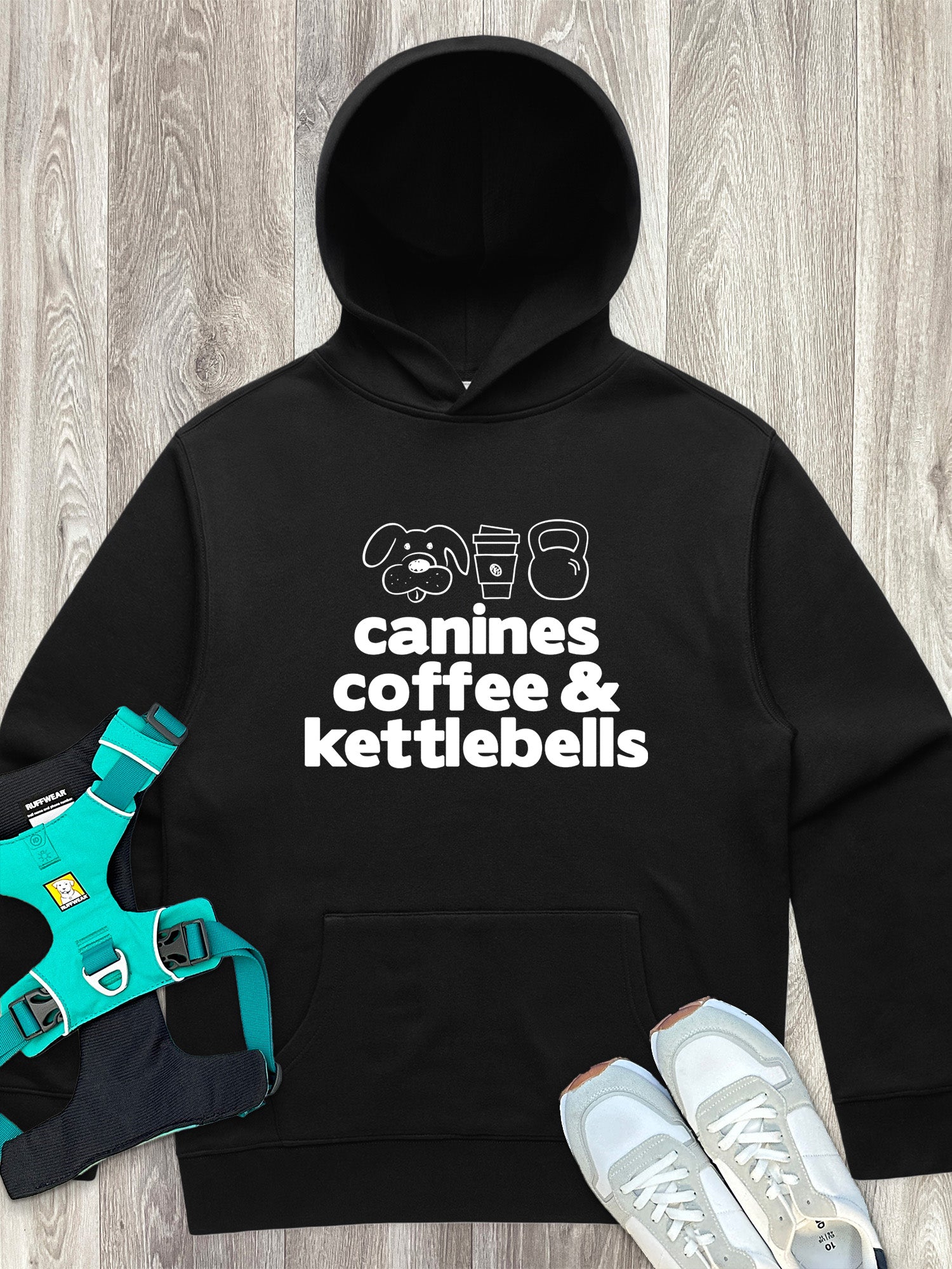 Canines, Coffee & Kettlebells Men's Comfort Hood