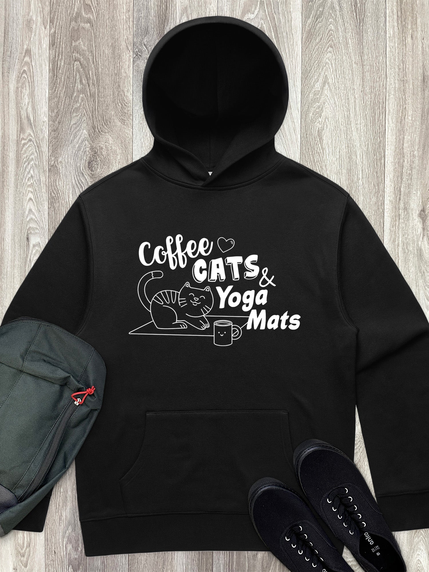Coffee, Cats & Yoga Mats Men's Comfort Hood