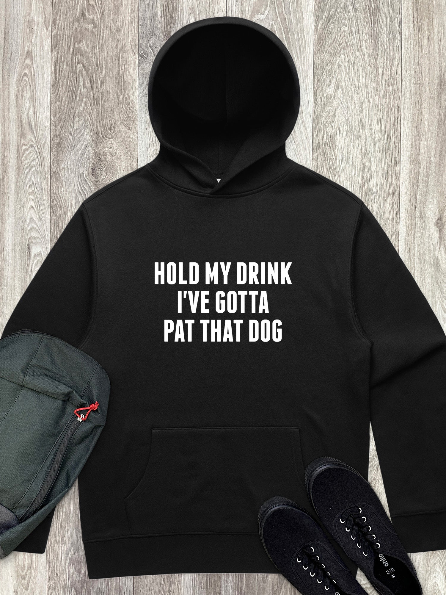 Hold My Drink I've Gotta Pat That Dog Men's Comfort Hood