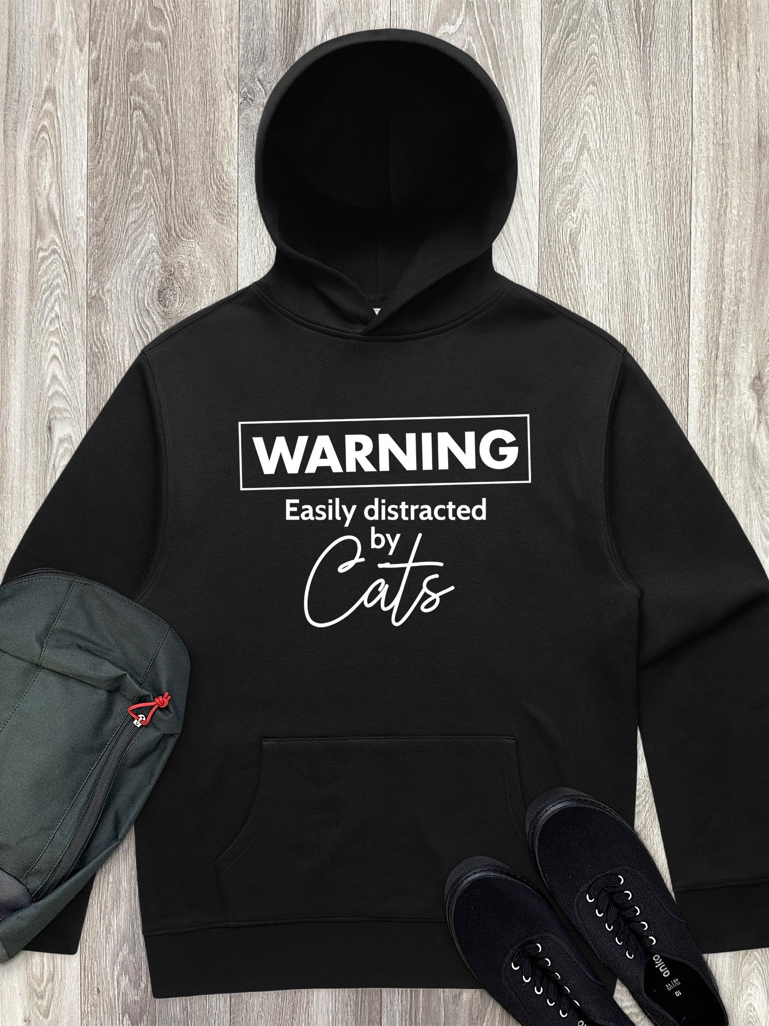 Warning. Easily Distracted By Cats Men's Comfort Hood