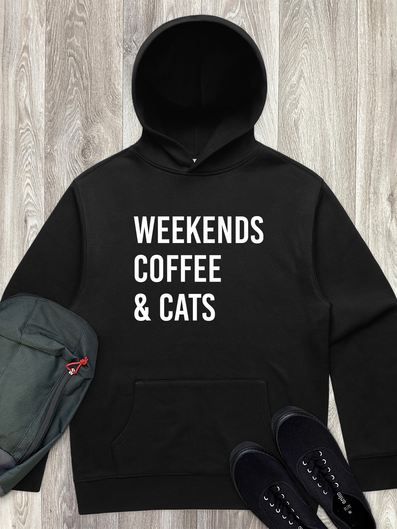 Weekends Coffee & Cats Men's Comfort Hood