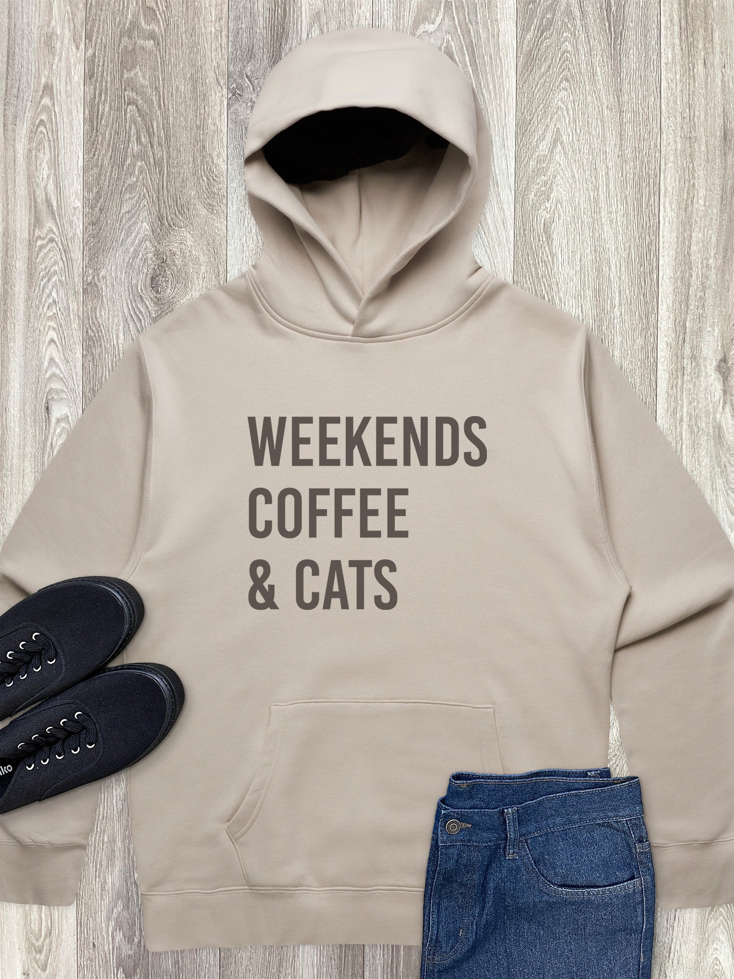 Weekends Coffee & Cats Men's Comfort Hood