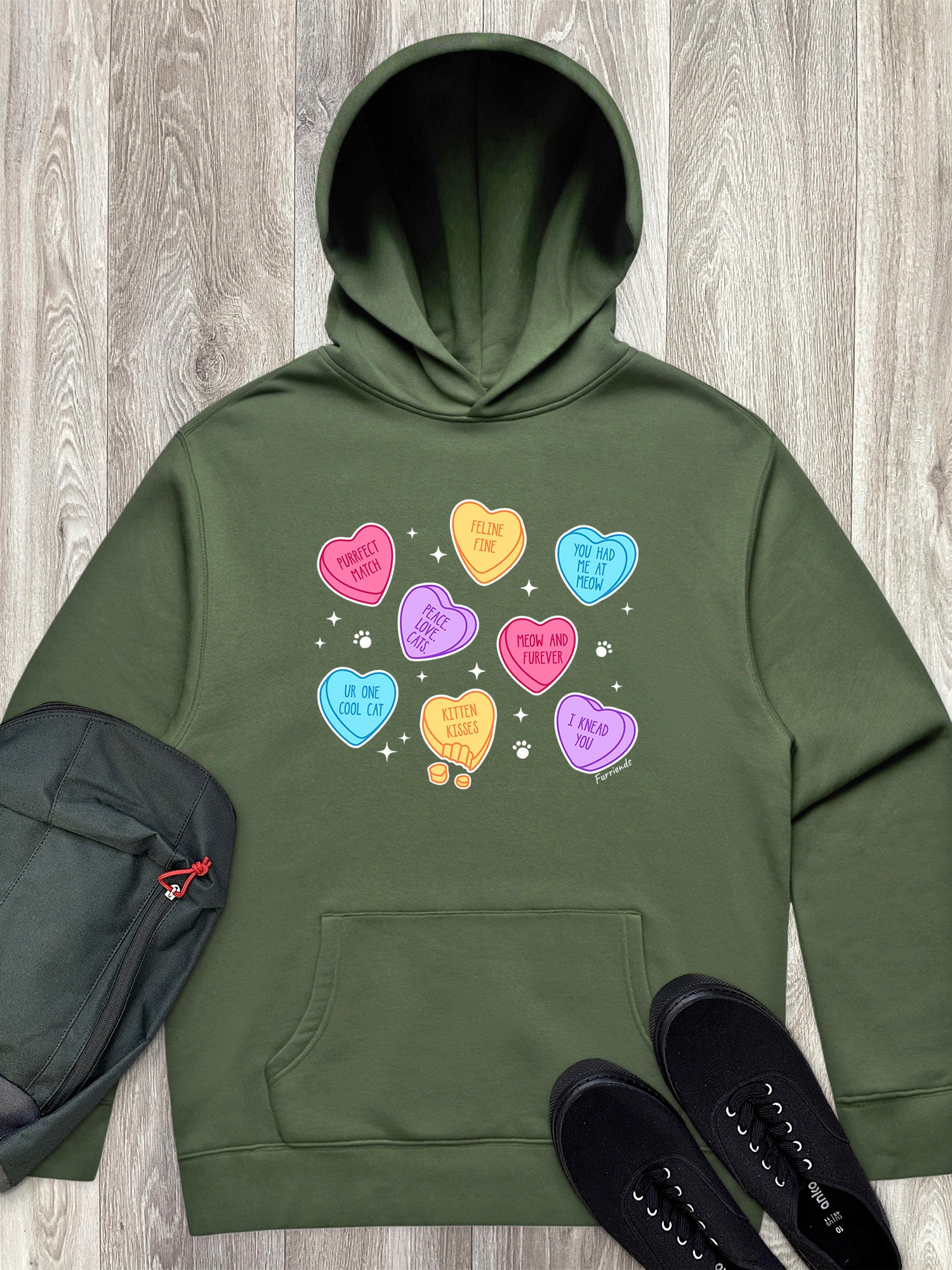 Candy Hearts - Cat Men's Comfort Hood