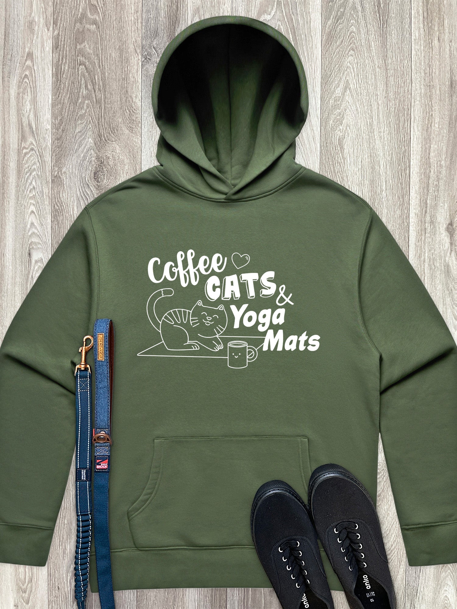 Coffee, Cats & Yoga Mats Men's Comfort Hood