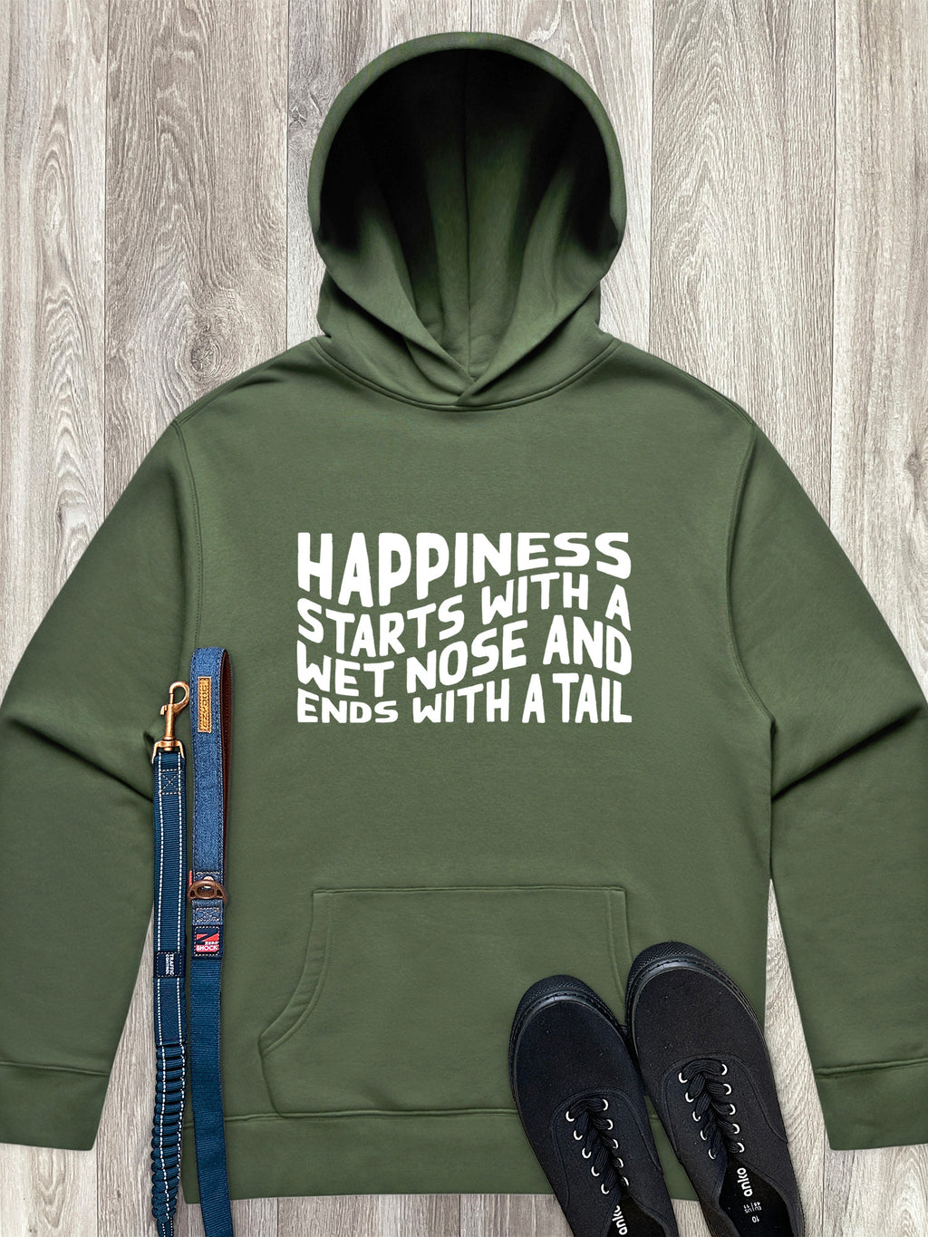 Happiness Starts With A Wet Nose And Ends With A Tail Men's Comfort Hood