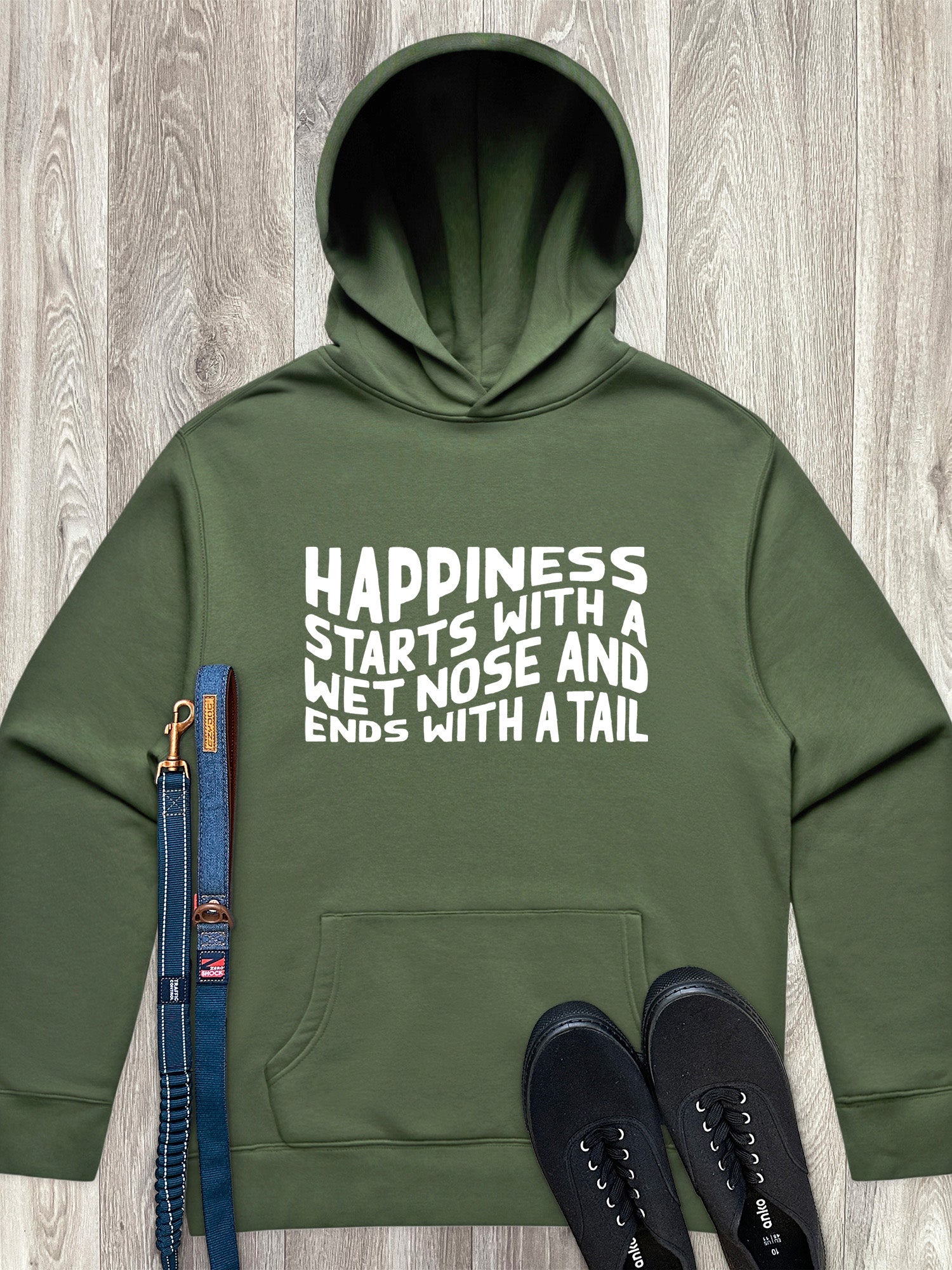 Happiness Starts With A Wet Nose And Ends With A Tail Men's Comfort Hood