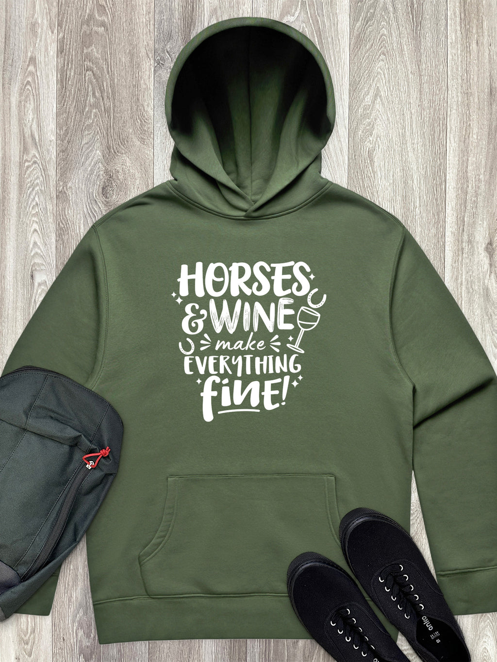 Horses & Wine Make Everything Fine Men's Comfort Hood