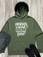 Horses & Wine Make Everything Fine Men's Comfort Hood