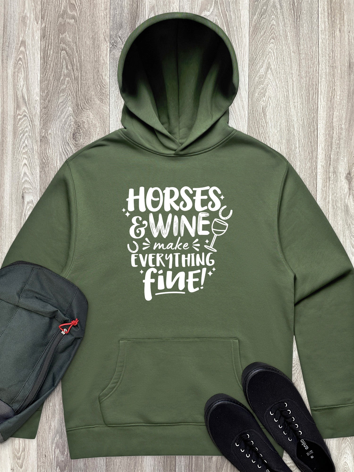 Horses & Wine Make Everything Fine Men's Comfort Hood