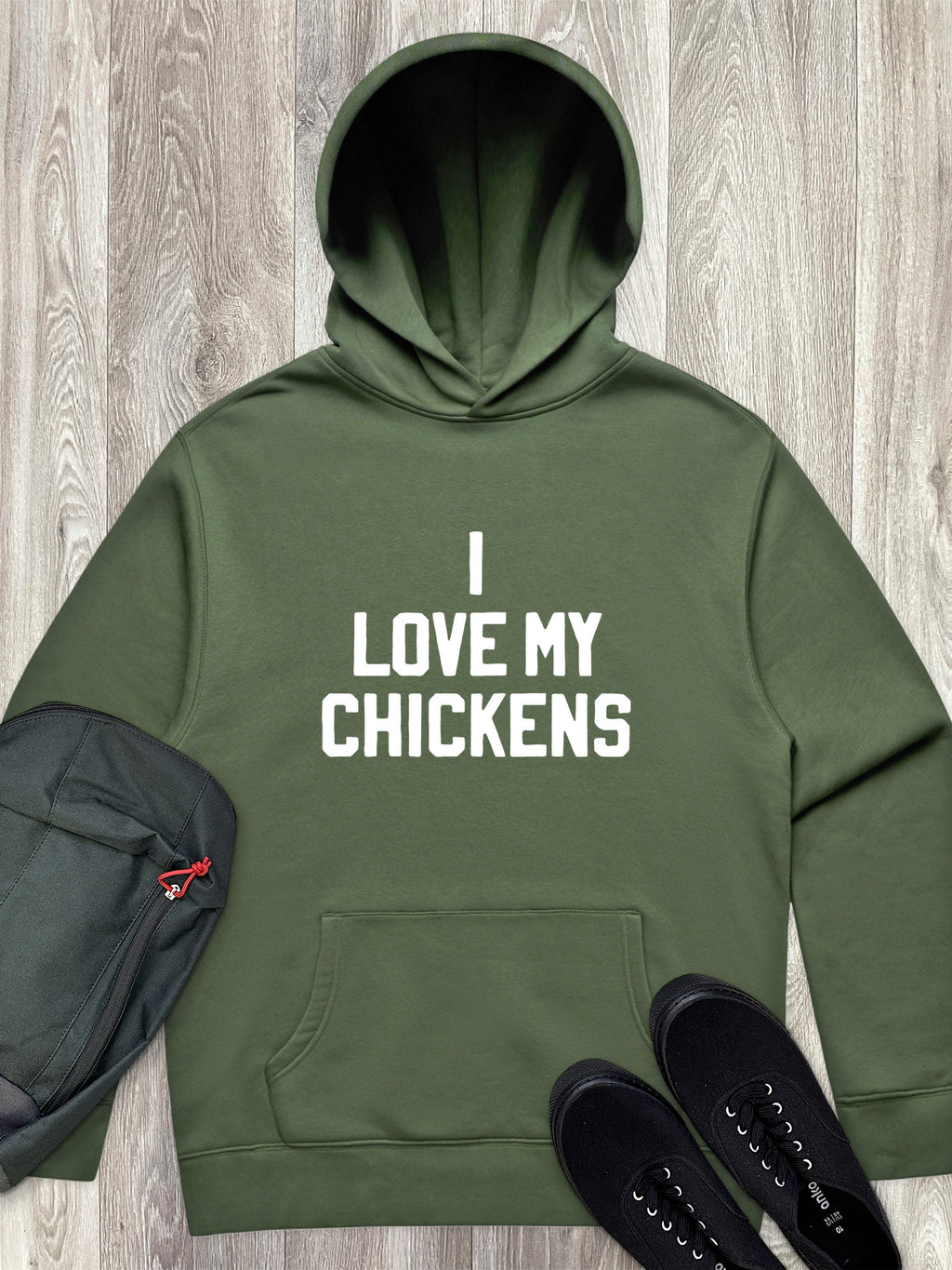 I Love My Chickens Men's Comfort Hood