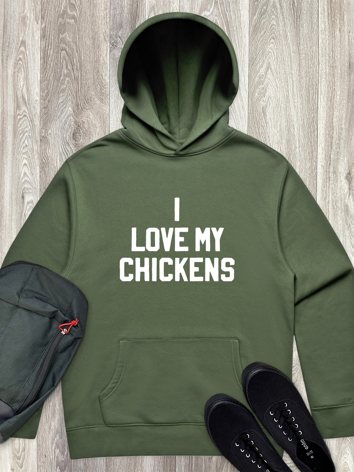 I Love My Chickens Men's Comfort Hood