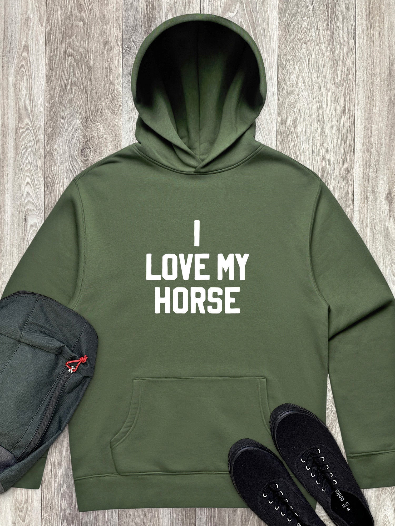 I Love My Horse Men's Comfort Hood