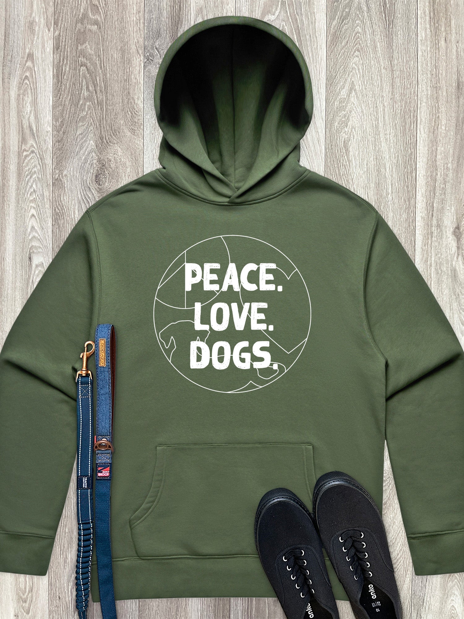Peace. Love. Dogs. Men's Comfort Hood