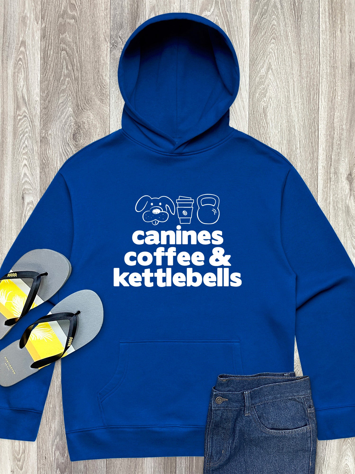 Canines, Coffee & Kettlebells Men's Comfort Hood