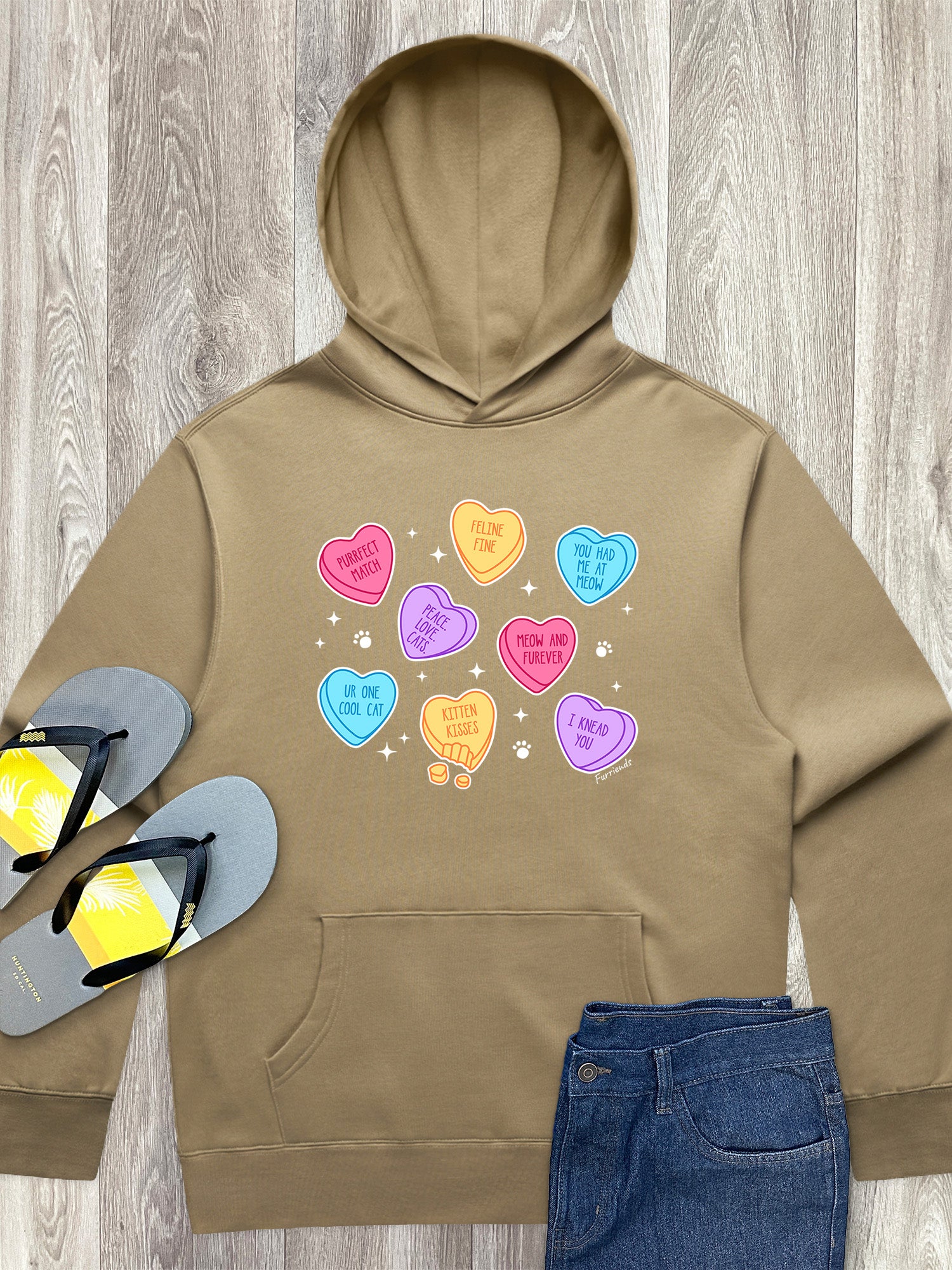 Candy Hearts - Cat Men's Comfort Hood