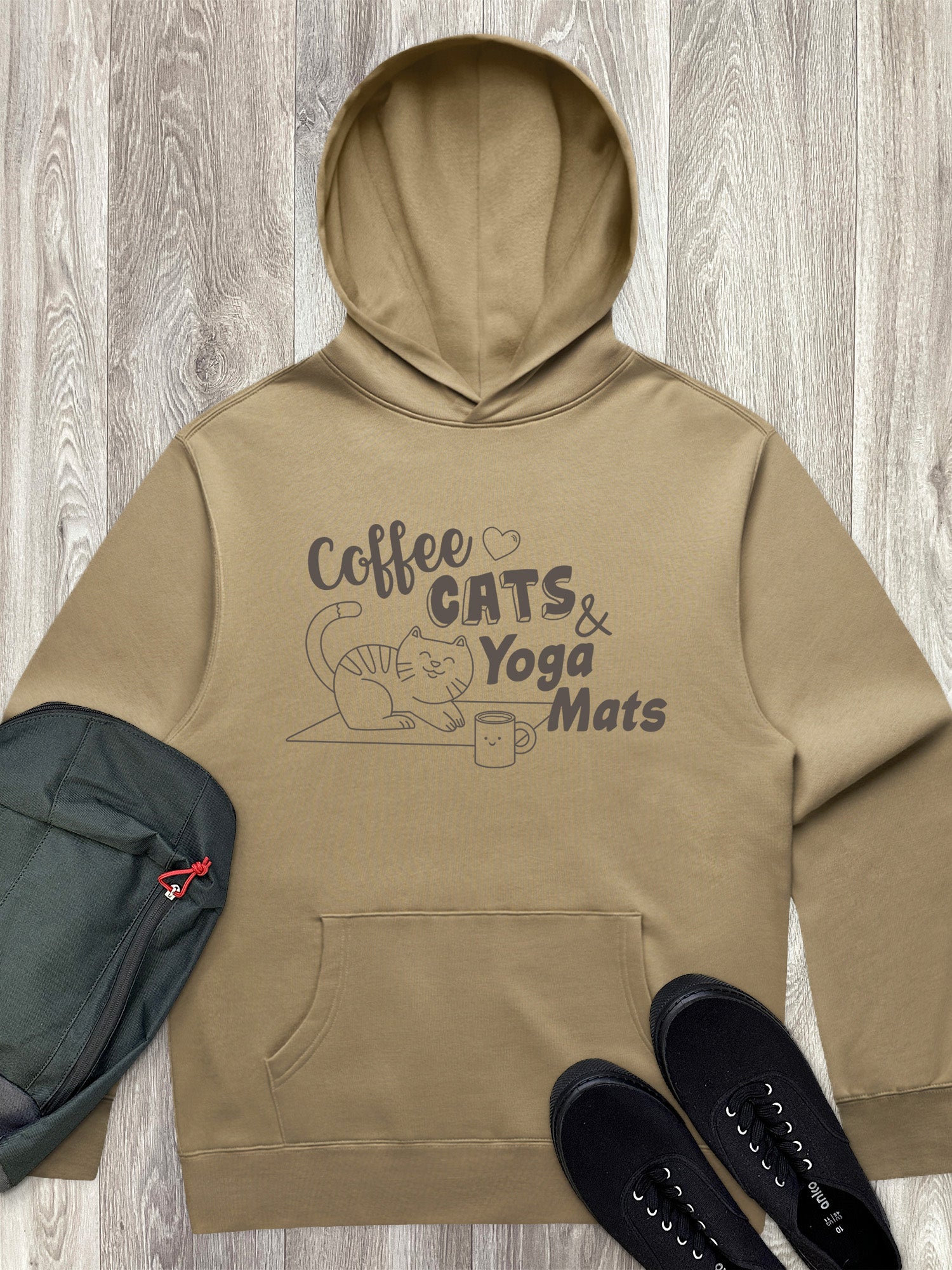 Coffee, Cats & Yoga Mats Men's Comfort Hood