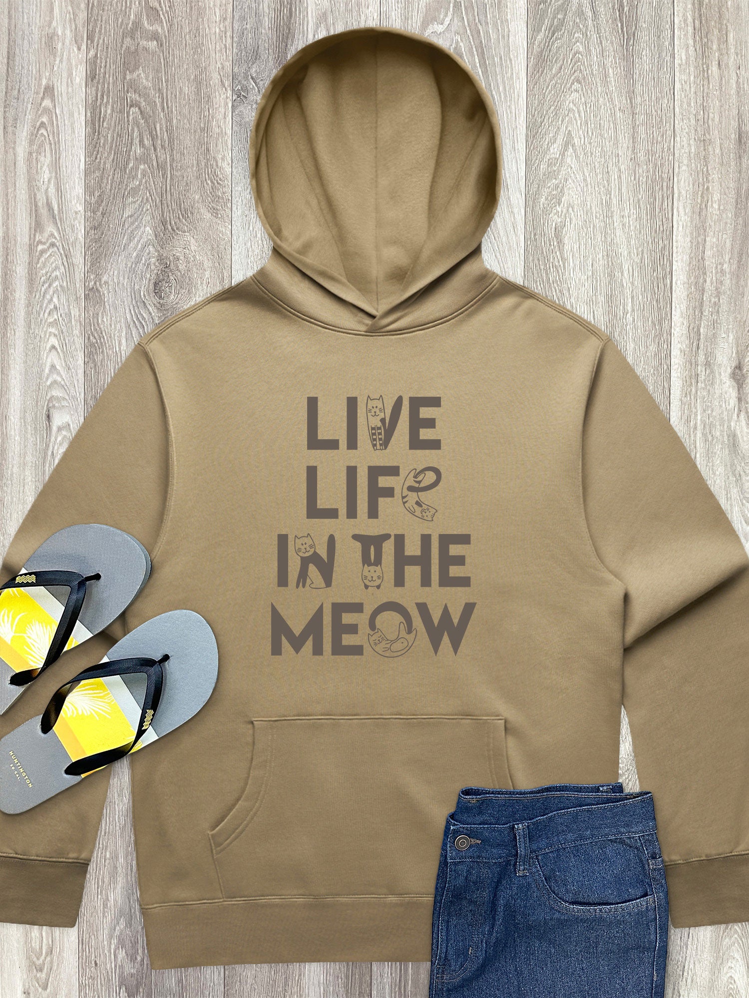 Live Life In The Meow Men's Comfort Hood