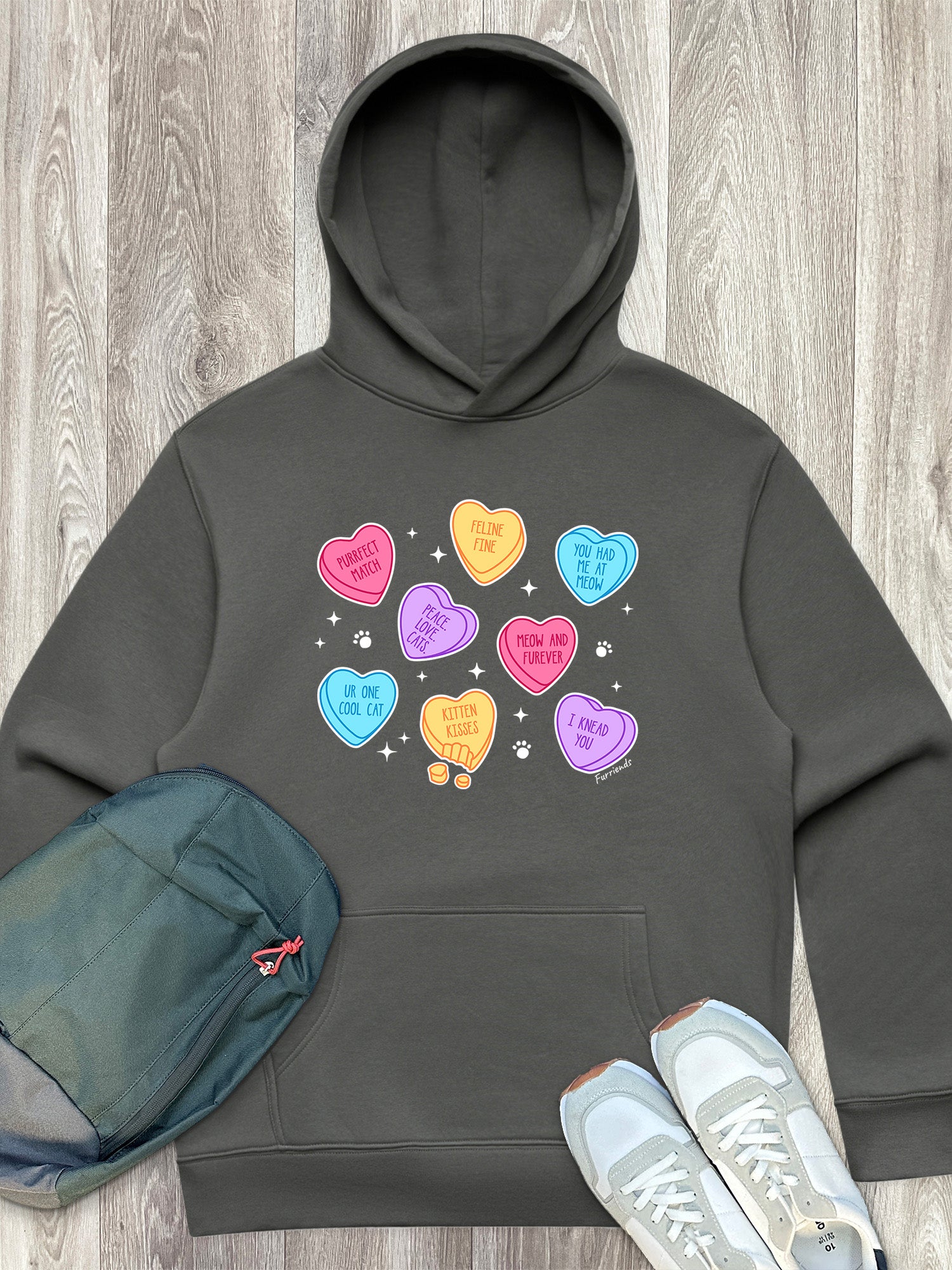 Candy Hearts - Cat Men's Comfort Hood