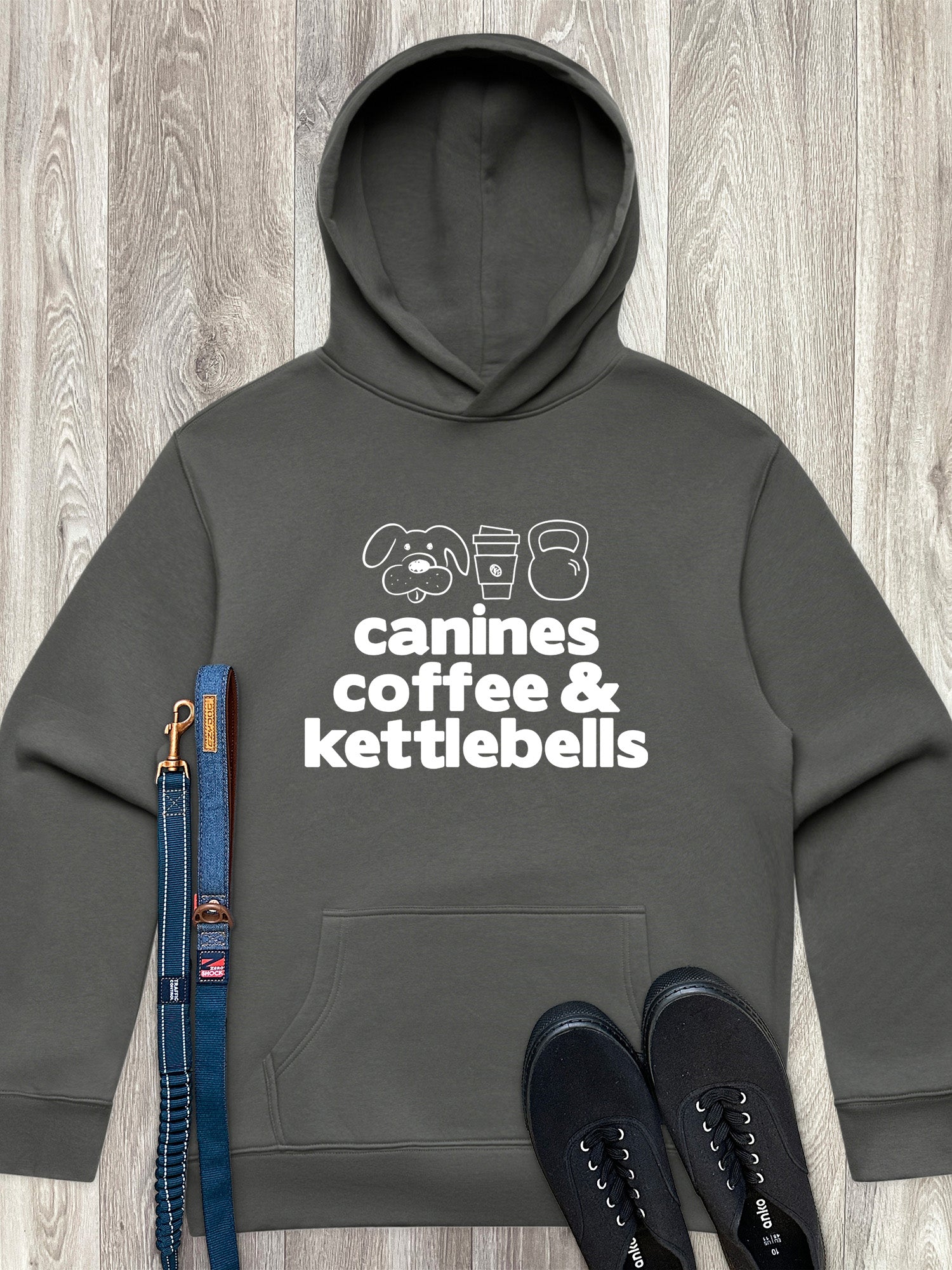 Canines, Coffee & Kettlebells Men's Comfort Hood