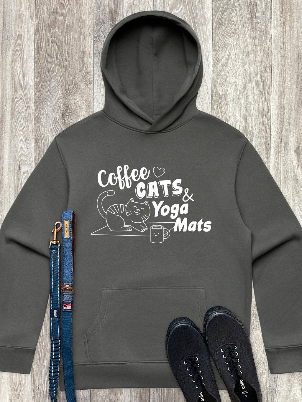 Coffee, Cats & Yoga Mats Men's Comfort Hood