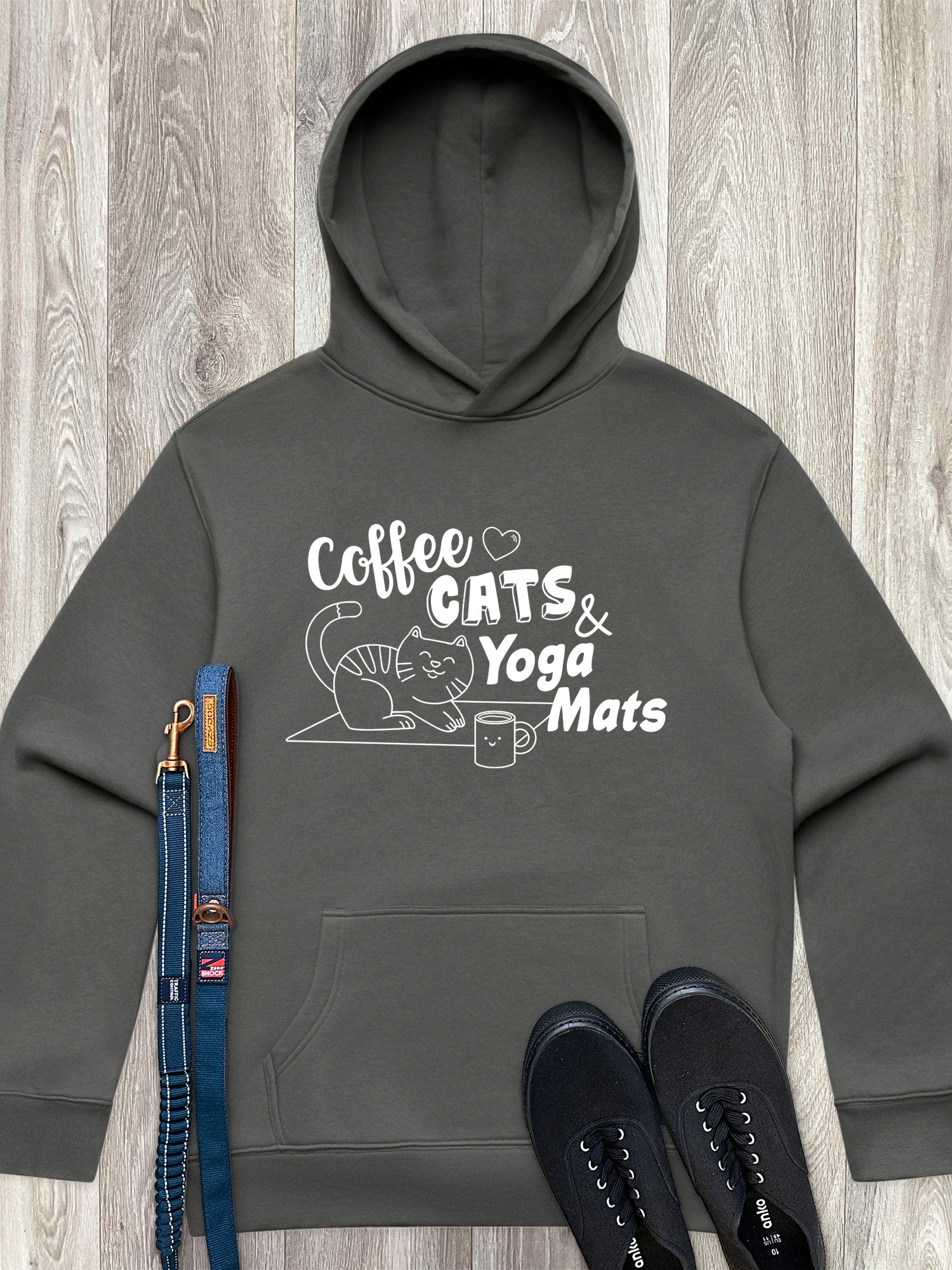 Coffee, Cats & Yoga Mats Men's Comfort Hood