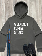 Weekends Coffee & Cats Men's Comfort Hood